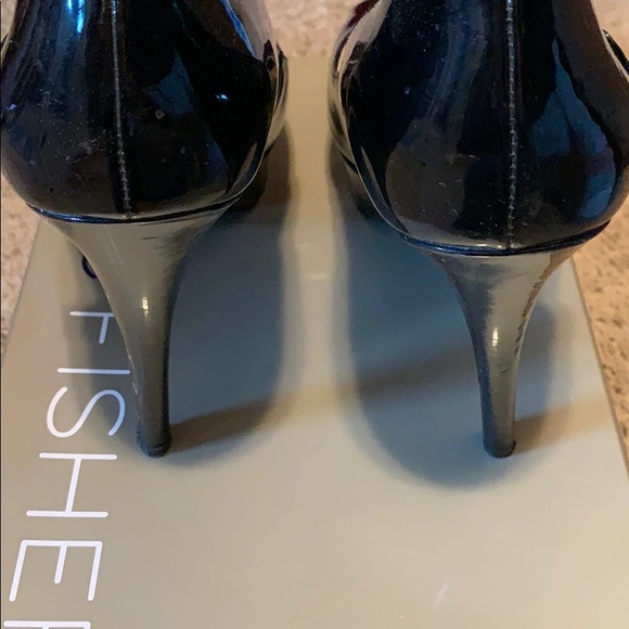 Marc Fisher Black Patent Platform Open Toe Heels - Picture 3 of 5